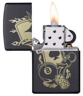 Зажигалка Zippo Gambling Design, покрытие Black Matte