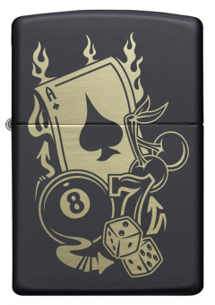 Зажигалка Zippo Gambling Design, покрытие Black Matte