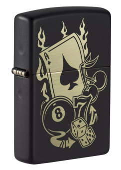 Зажигалка Zippo Gambling Design, покрытие Black Matte