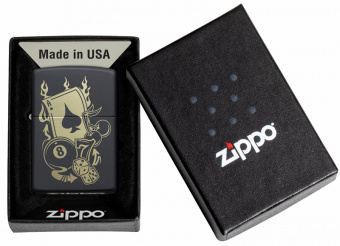 Зажигалка Zippo Gambling Design, покрытие Black Matte